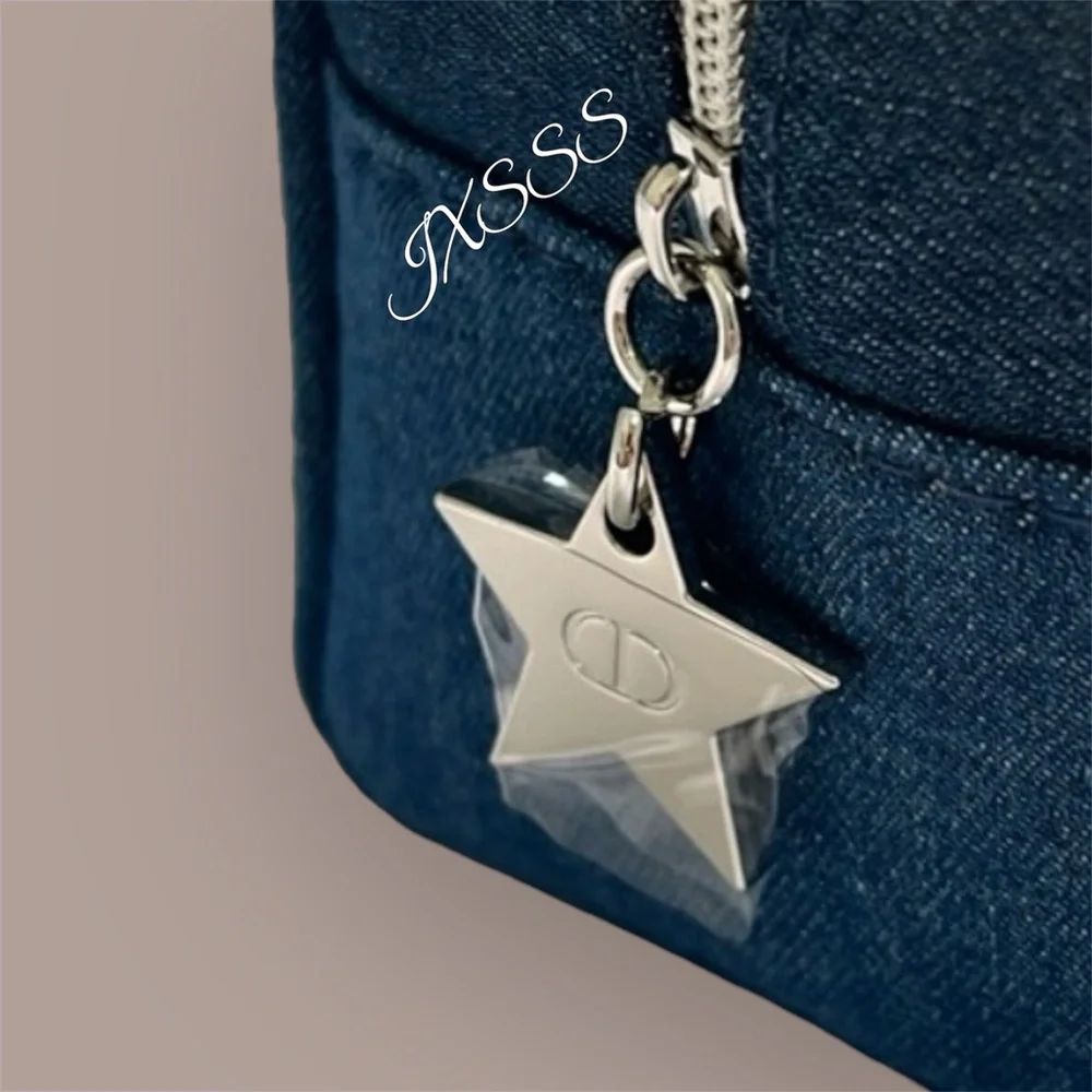 Reposh Dior Blue Denim Cosmetic Pouch with Star Charm